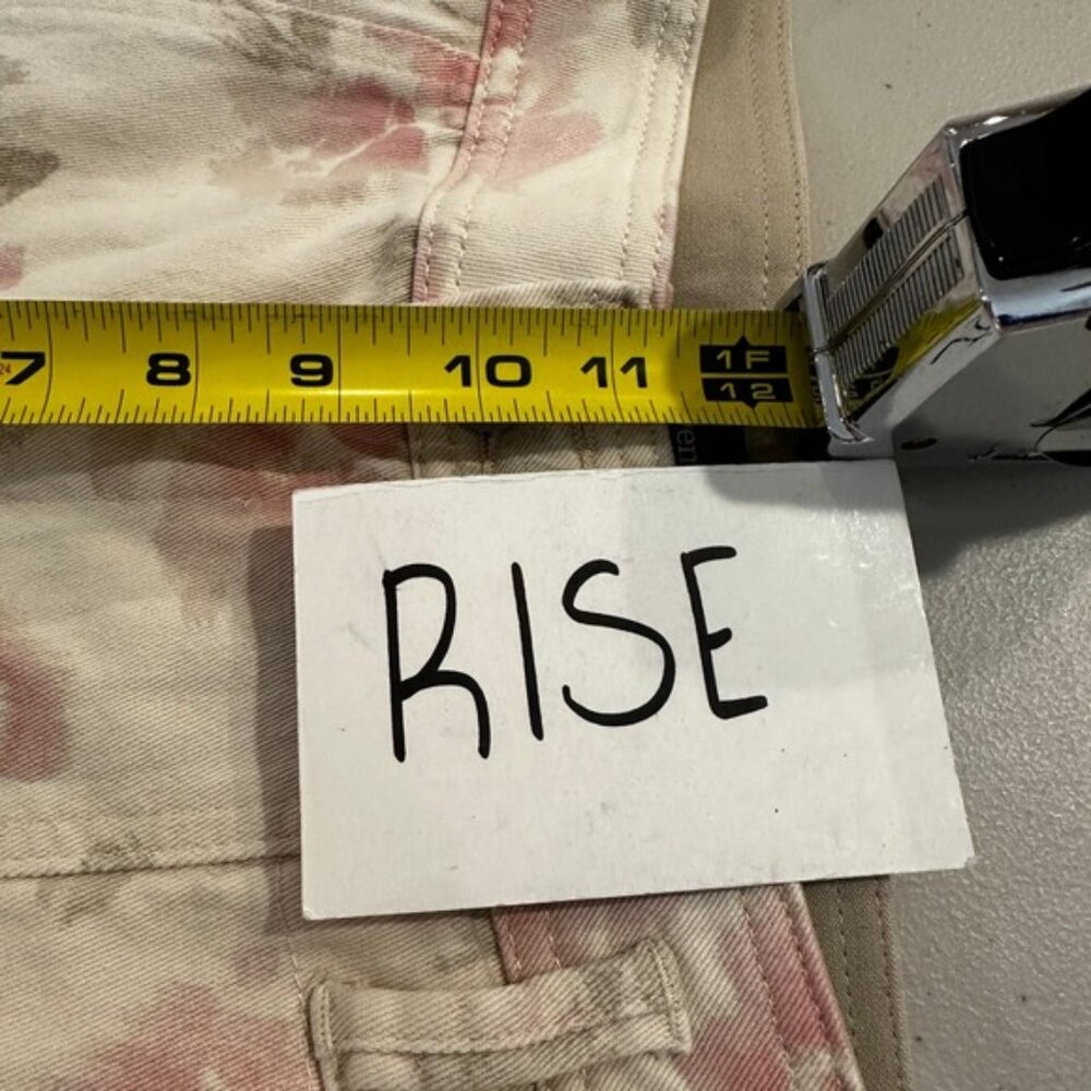 Democracy Absolution Floral Cargo Cropped Pants Pink Cream Size 14 Stretch Denim - Picture 11 of 11